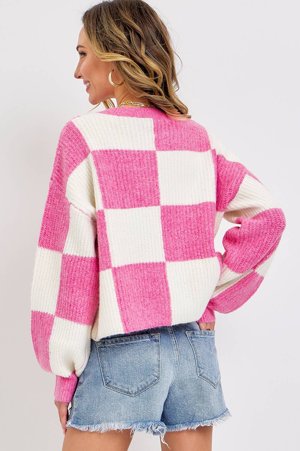 Soft and Cozy Checkered Knit Sweater