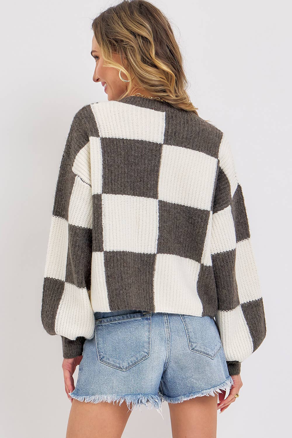 Soft and Cozy Checkered Knit Sweater