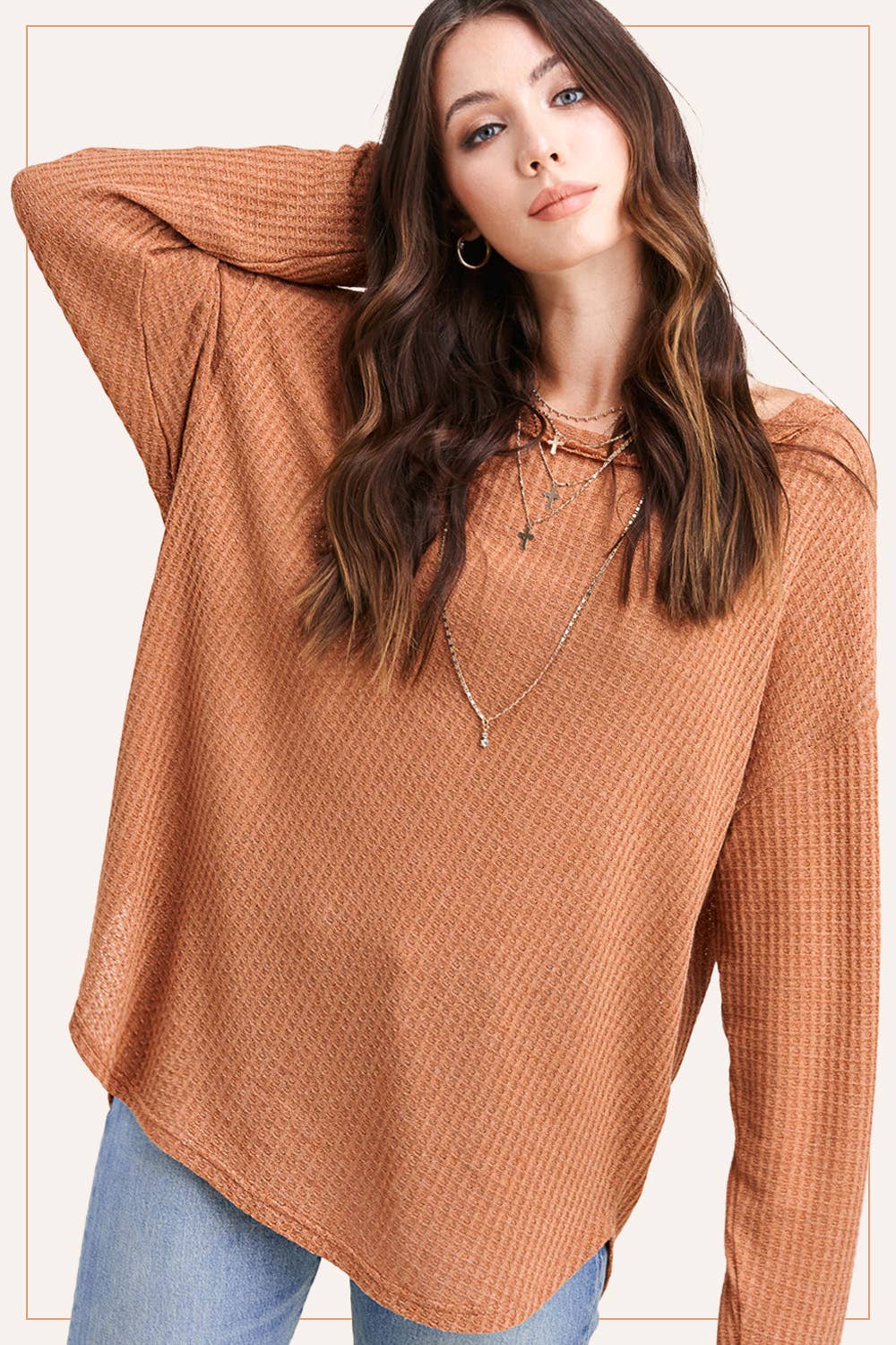 Waffle Loose Fit Long Sleeve Top