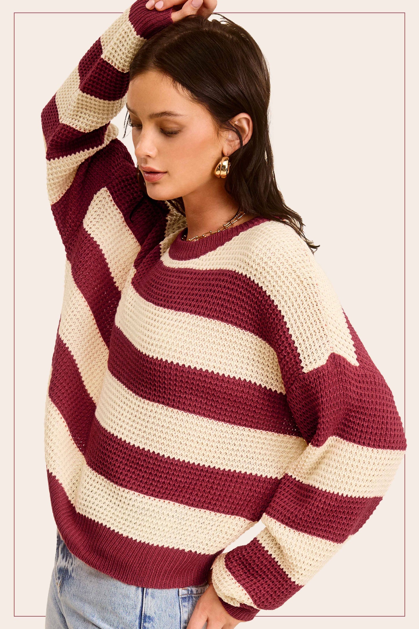 Round Neck Striped Sweater