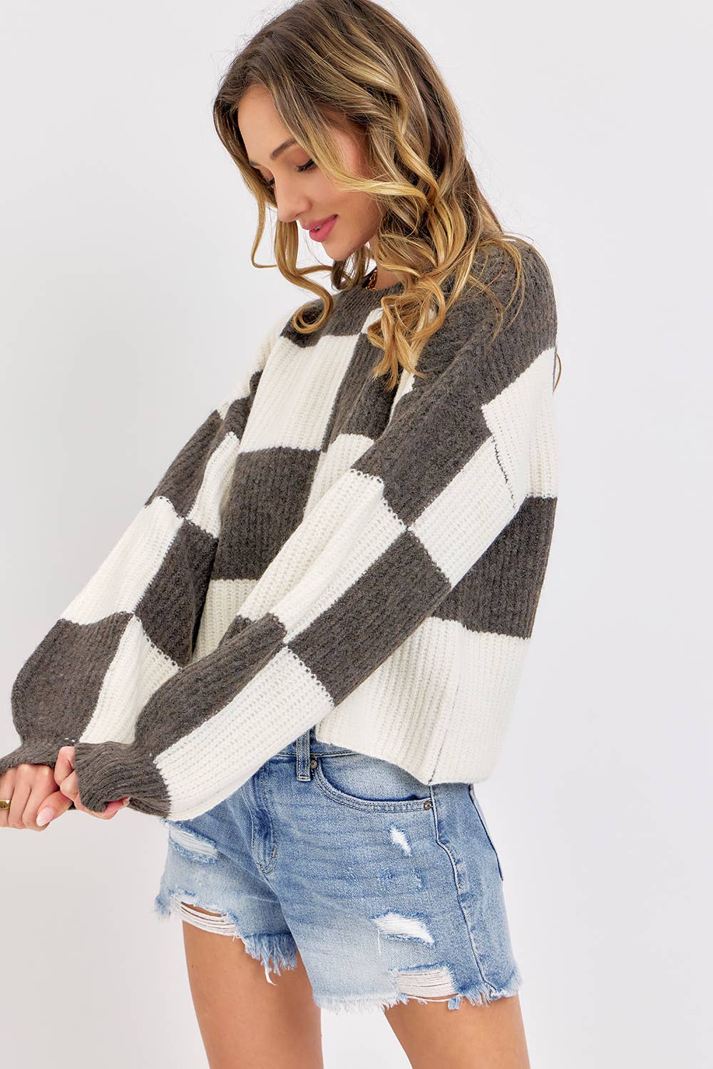 Soft and Cozy Checkered Knit Sweater