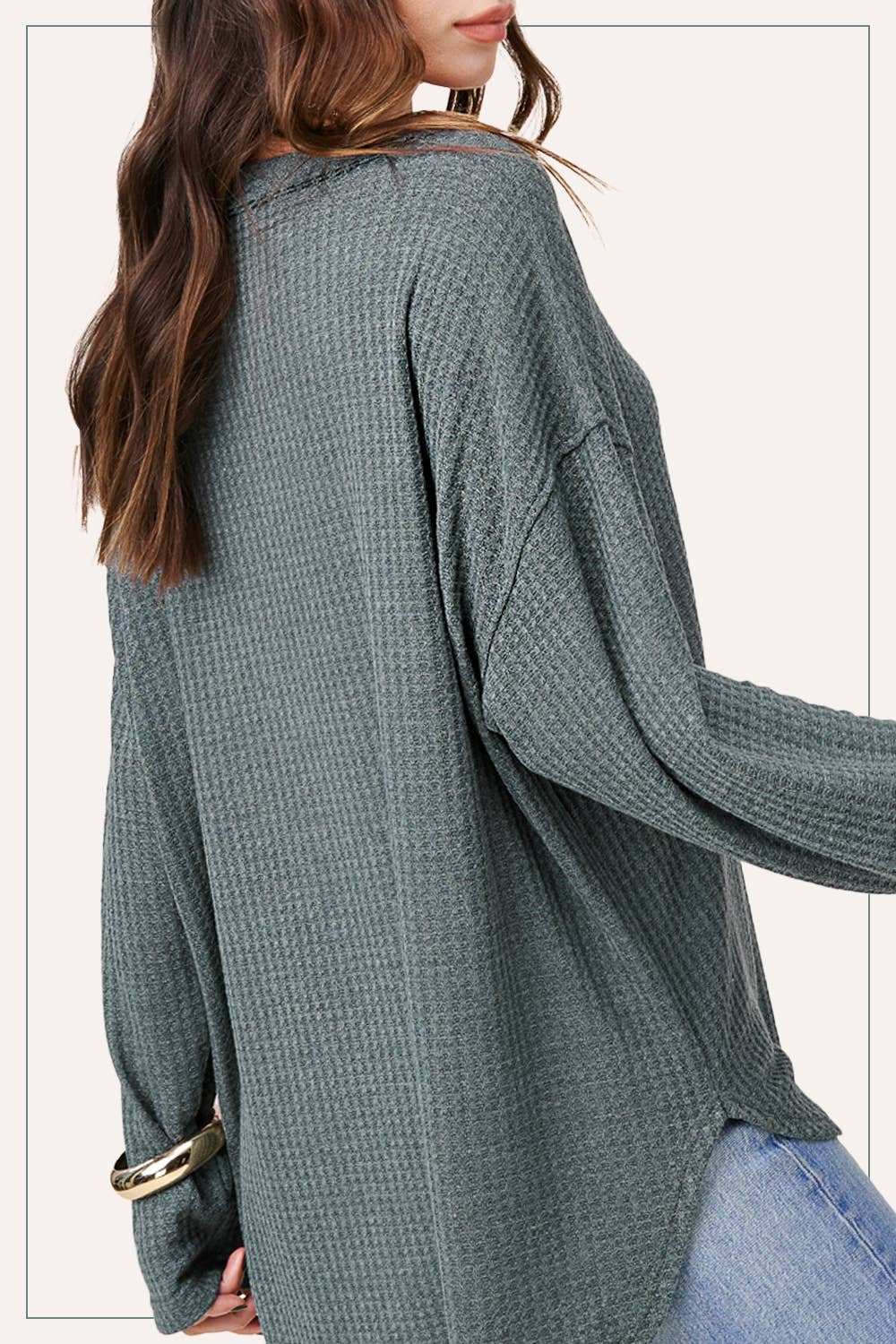 Waffle Loose Fit Long Sleeve Top