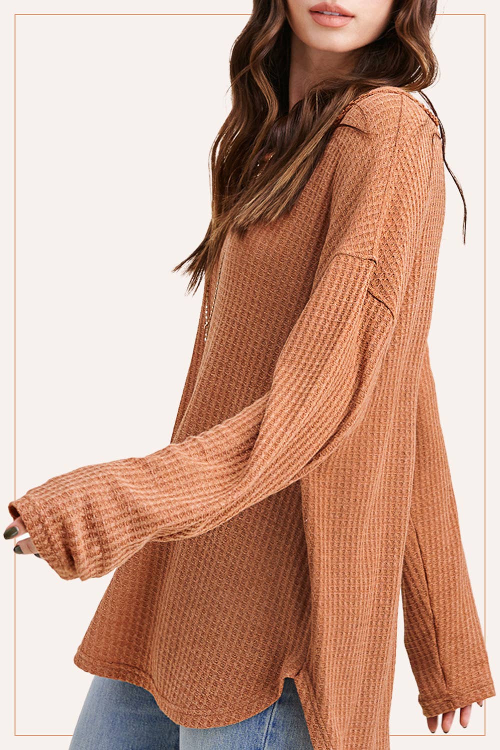 Waffle Loose Fit Long Sleeve Top