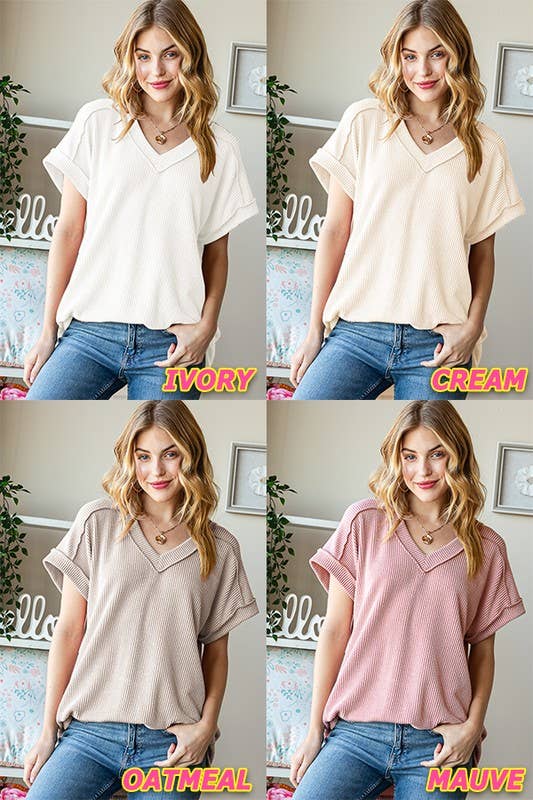 Urban Ribbed V-Neck Top