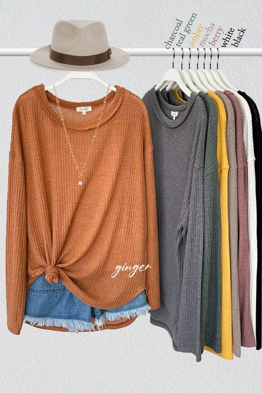 Waffle Loose Fit Long Sleeve Top